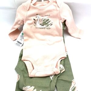Baby Carter's Outfit Set Size 6m Girls Matching 3pc Bodysuit Pants Snap buttons